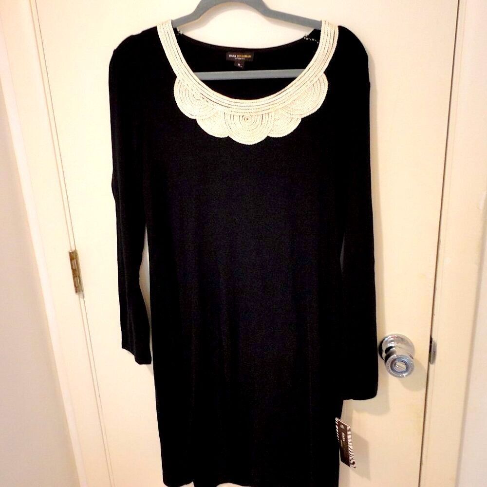 NWT Dana Buchman Intimates nightgown blk with embroidery detail sz Med - Picture 1 of 6